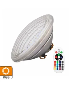 BOMBILLA SUMERGIBLE PARA PISCINA PAR56 RGB 12V AC 26W CON MANDO 1679 RSR