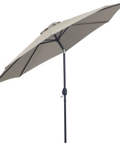 Outsunny Sombrilla de Jardín Ø295×250 cm con Manivela Parasol Exterior con Mecanismo de Inclinación y Poste Desmontable de Metal para Terraza Piscina Patio Gris Claro