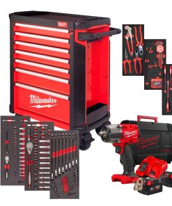 CARRO HERRAMIENTAS 7 CAJONES + 128 PZS + LLAVE IMPACTO FMTIW2F12-502X MILWAUKEE