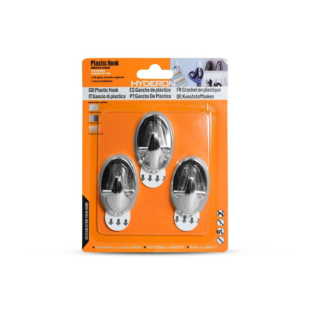COLGADOR OVALADO PLASTICO 3PZ CROMADO 50MM LH-3585 - Image 5