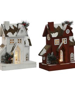 Adorno Navideño Home ESPRIT Blanco Rojo 26 x 14 x 32 cm (2 Unidades)