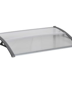 Outsunny Tejadillo de Protección 110×60 cm Marquesina Exterior para Puertas y Ventanas contra Sol y Lluvia con Soporte de PP Policarbonato Transparente