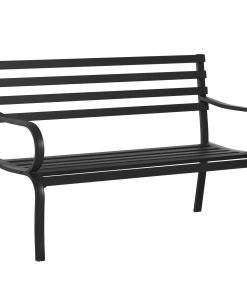 Outsunny Banco de Jardín de Metal Banco de Exterior de 2 Plazas con Reposabrazos Carga 240 kg para Patio Terraza 127x58x82 cm Negro