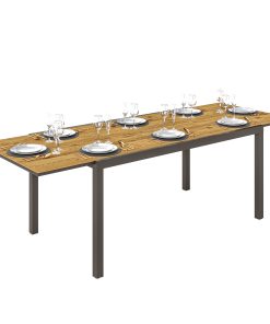 Outsunny Mesa de Jardín Extensible Mesa de Comedor Exterior Ajustable 160-240 cm con Borde de Aluminio Carga 70 kg Mesa Rectangular para 6-8 Personas para Patio Terraza Marrón