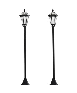 Outsunny 2 Farolas Solares de Jardín con 2 Luces LED Blanca 6000K Impermeable IP44 Sensor de Noche Set de 2 Farolas de Exterior para Camino Terraza Patio 18,5×18,5×129 cm Negro