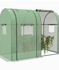 Outsunny Invernadero de Jardín Invernadero Resistente con 4 Ventanas 2 Puertas Enrollables con Cremallera Anti-UV para Cultivo de Plantas Flores Tomates en Terraza Patio 185x94x150 cm Verde