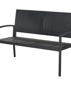 Outsunny Banco Jardín Lounge Silla 2 Plazas Muebles para Jardín Exterior Terraza 2 Plazas Ratán Sintético Carga 240kg 122x60x85 cm Marco Acero