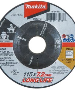 Disco abrasivo desbaste acero inoxidable 4 1/2″x 7.2mm (A24S) Makita B-56362