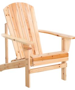 Outsunny Silla Adirondack de Madera Silla de Jardín con Reposabrazos y Respaldo Alto para Terraza Balcón Exterior 72,5x97x93 cm Natural