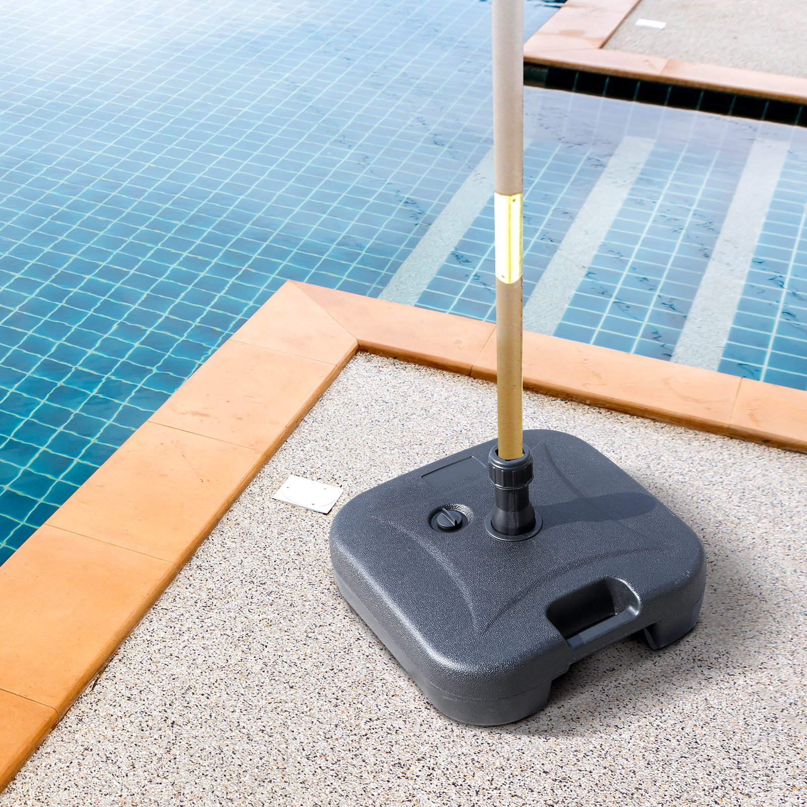 Outsunny Base de Sombrilla Parasol de Playa Pies Soporte de Sombrilla Patio Jardín Lleno de Agua de 20 kg y Arena de 30 kg 46x45x26cm HDPE Negro - Image 2