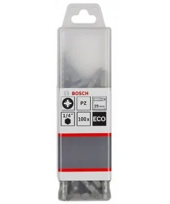 Punta Pozidrive 3 (PZ3) Eco Extra Hard 25mm Caja Plástica 100Unid BOSCH 2608.521.223-000