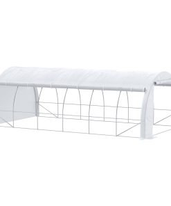 Outsunny Invernadero de Exterior 6x3x2 m Invernadero de Túnel con Puerta y 12 Ventanas de Malla Enrollables Invernadero de Huerto para Patio Jardín Blanco