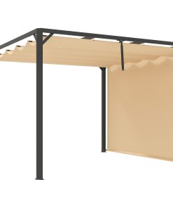 Outsunny Pérgola de Aluminio con Techo Retráctil Pérgola 3×3 m Cenador con Cortina Enrollable Protección UV30+ Pabellón para Jardín Patio Terraza Exterior Caqui