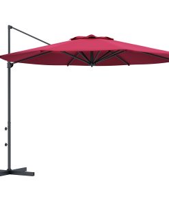 Outsunny Sombrilla de Jardín Ø294×242 cm Parasol de Terraza con Altura Ajustable Poste Giratorio 360° Ángulo de Techo Ajustable y Ventilación Superior para Patio Piscina Rojo Vino