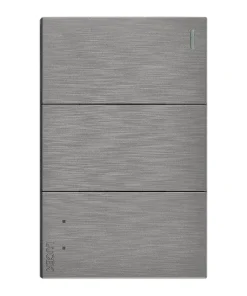 BF03/3-P – PLACA PLANA CON 2 INTERRUPTORES SENCILLOS Y 1 DE ESCALERA  PLATA FLAT LUCEK