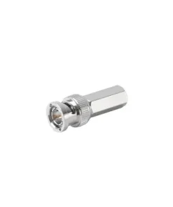 Conector BNC Macho de Ensamble Roscable (Hex.) para Cable Coaxial RG-59/U, Níquel, Oro, Delrin