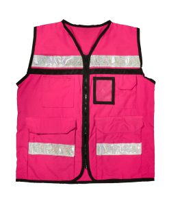 Chaleco de seguridad tipo supervisor cerrado con reflejante rosa G Urrea USCH83